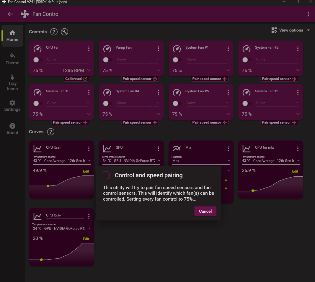 Fan control screenshot