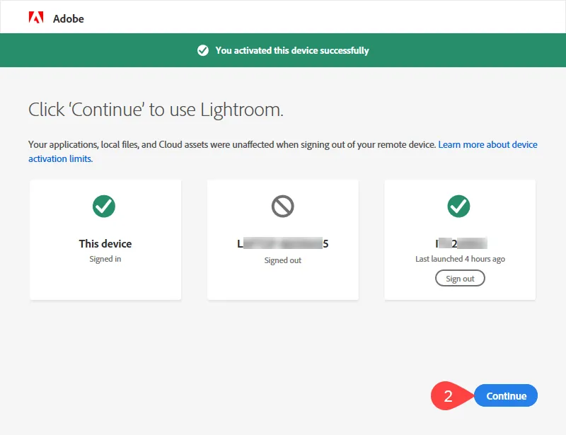 Adobe Logout screen