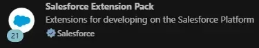 Salesforce Extension Pack in the Cursor extensions list