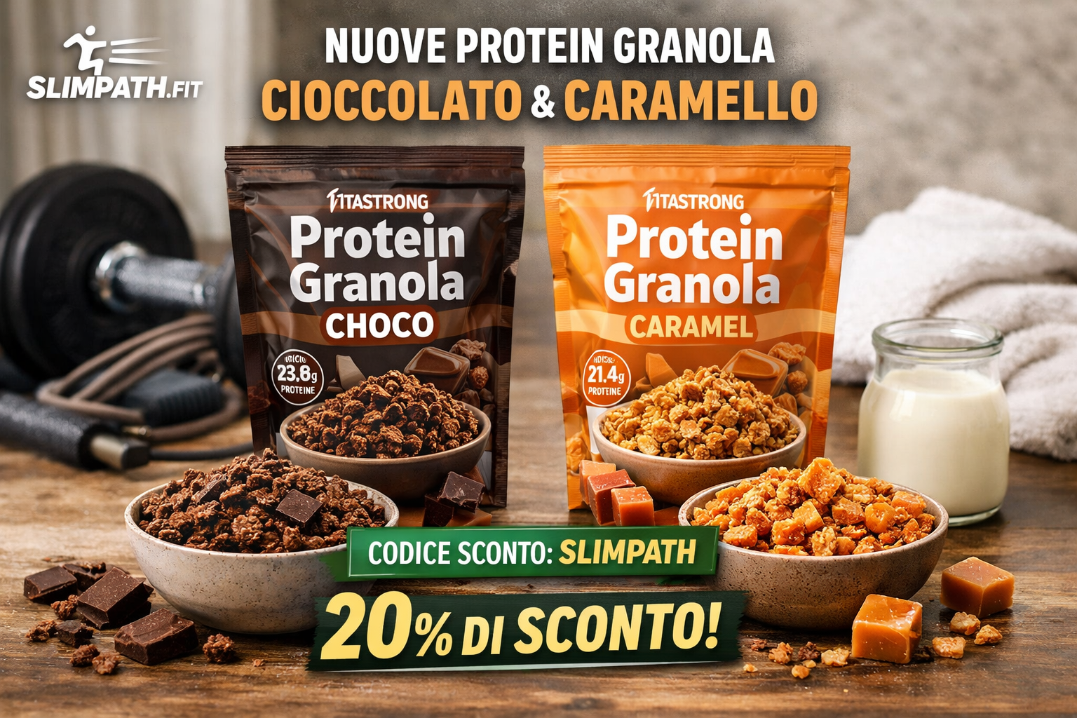 🥣 Protein Granola Choco e Protein Granola Caramel di Vitastrong: i nuovi snack proteici da provare subito