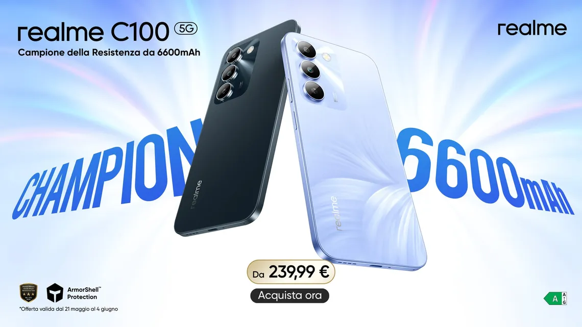 realme C100 5G arriva in Italia: tanta autonomia, display a 144Hz e prezzo da 239,99 euro