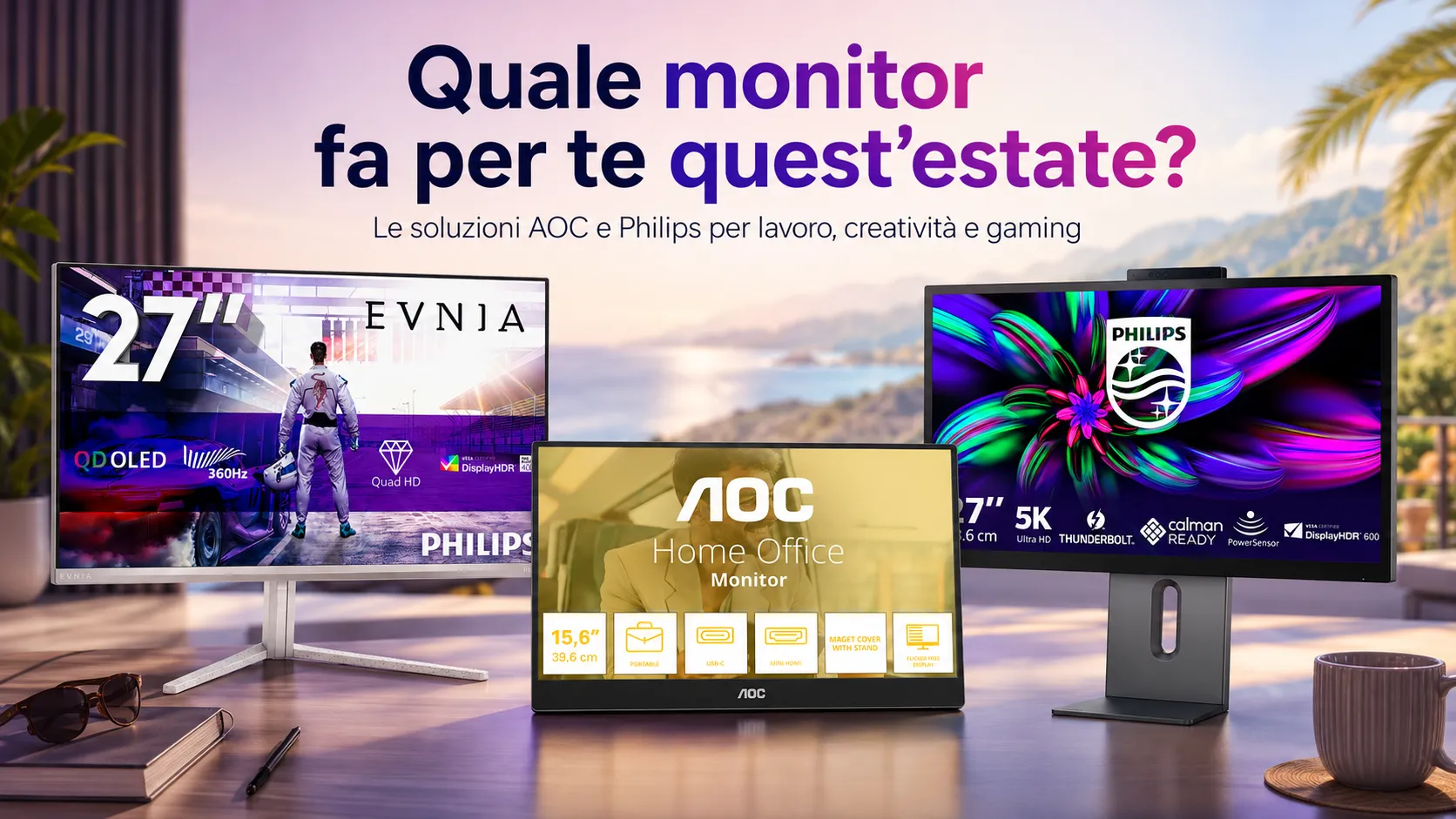 Quale monitor scegliere quest’estate: AOC e Philips per lavoro, creatività e gaming