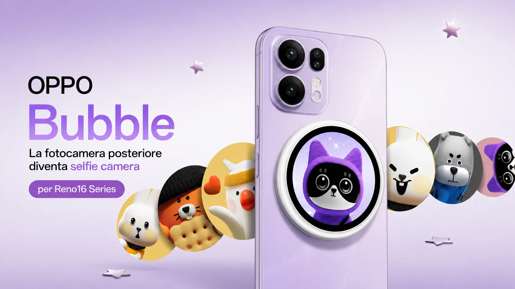 OPPO Bubble trasforma la fotocamera posteriore di Reno16 in una selfie camera