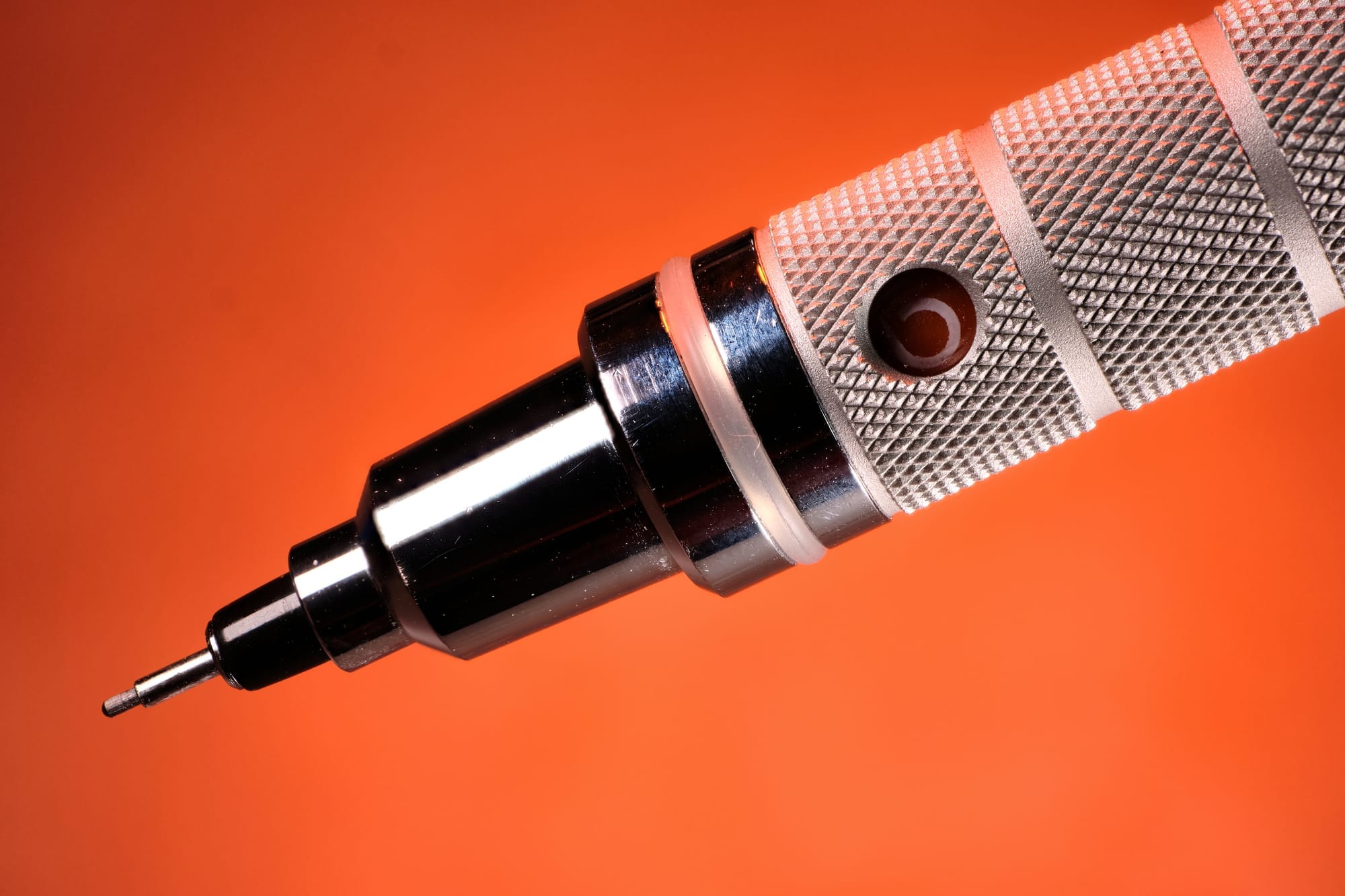 Close up photo of the front end of the Roulette with an orange background