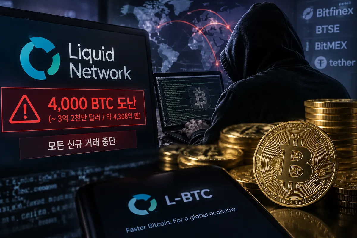 리퀴드 네트워크서 비트코인 4000개 유출…4천억원대 보안 사고