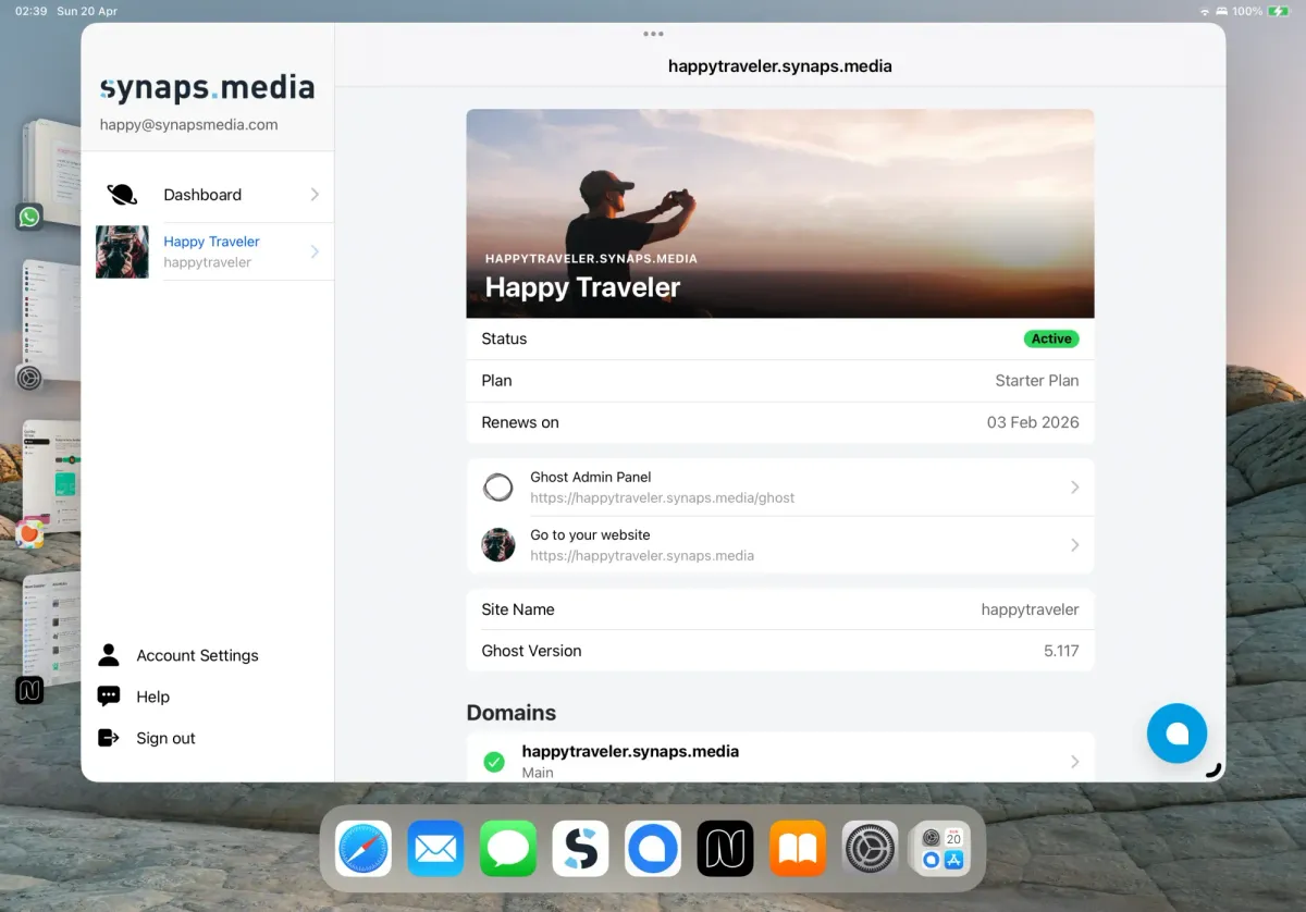 Using Synaps Media Panel as Web App
