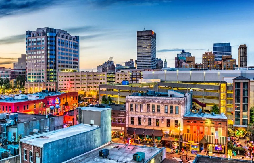 Vue Sur La Ville De Memphis Dans Le Tennessee