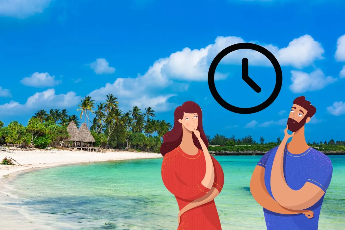Quelle Heure Est Il à Zanzibar Illustration Sur La Plage