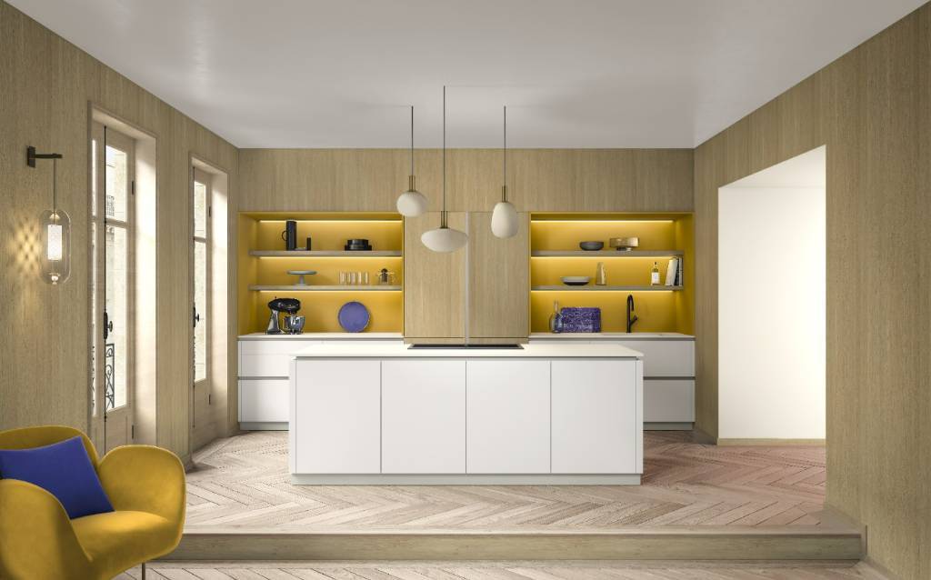 Cuisine blanche et bois