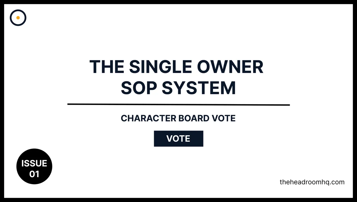 Issue 01 : The Single Owner SOP System
