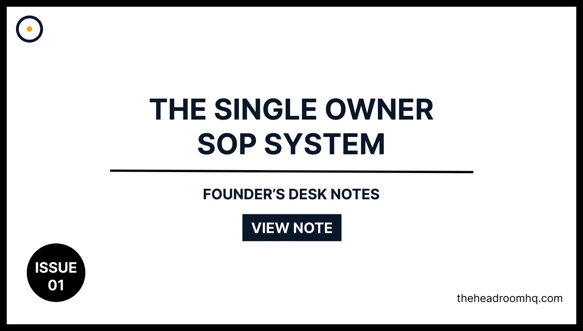Issue 01 : The Single Owner SOP System