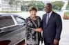 Kristalina Georgieva, la DG du FMI, chez le Président Alassane Ouattara lors de l'AG 2023 FMI et Banque Mondial à Abidjan
