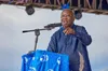 Laurent Gbagbo lors d'un meeting, le 6 avril 2024 à Agboville