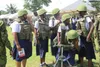 Des lycéennes lors des Journées de la Femme Militaire 2024 au Camp d'Akouedo le 25 avril