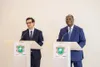 Le Président Alassane Ouattara et le Ministre français de l'Europe et des Affaires étrangères, Stéphane Séjourné à Abidjan