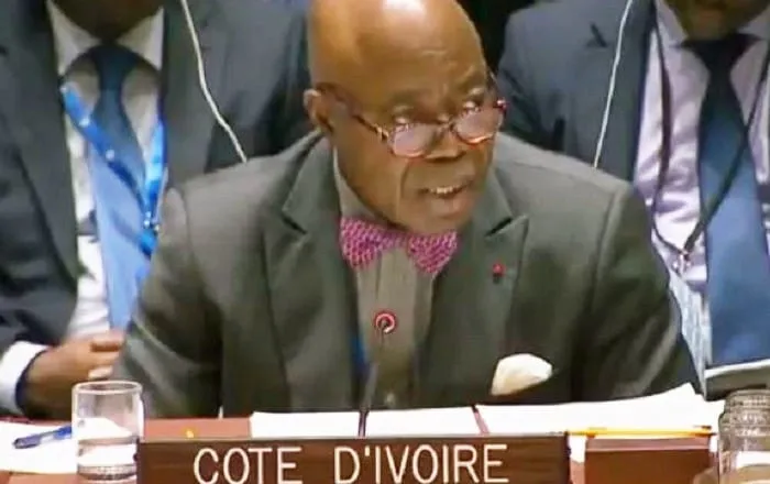Bernard Tanoh-Boutchoué, lors de son dernier discours au conseil de sécurité de l'Onu