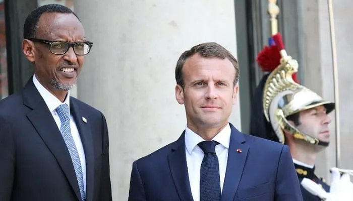 Paul Kagame Emmanuel Macron à l'Elysée (Ph : France 24)
