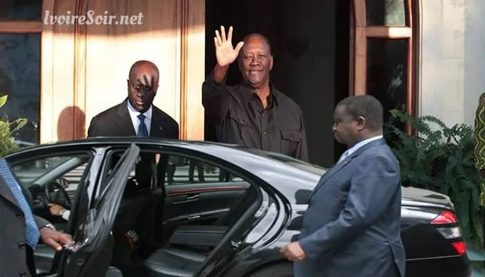 Alassane Ouattara disant pour la dernière fois aurevoir à Henri Konan Bédié, le 8 août 2018