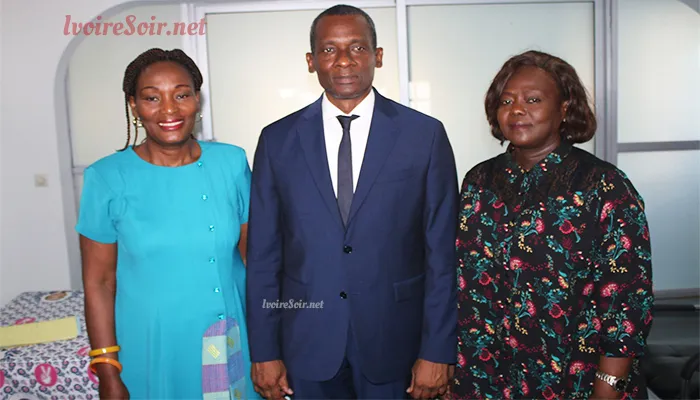 Christine Konan en compagnie de Issiaka Sangaré et de Laure Anédié après la passation de charge du mercredi 27 mars 2019