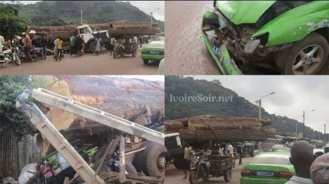 Côte d’Ivoire : collision entre grumier et taxi brousse à Daoukro