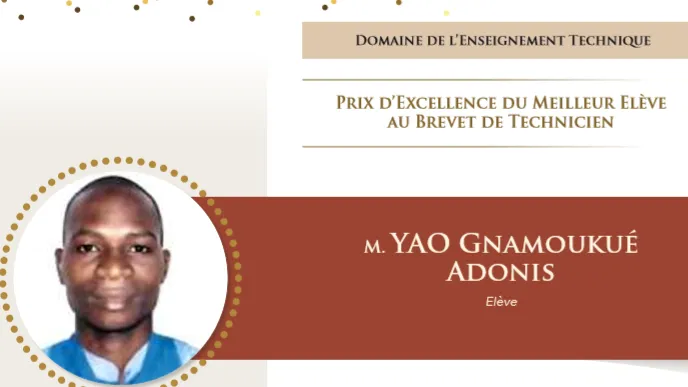 Côte d’Ivoire: Voici le Prix d’Excellence du Meilleur élève au Brevet de Technicien 2019