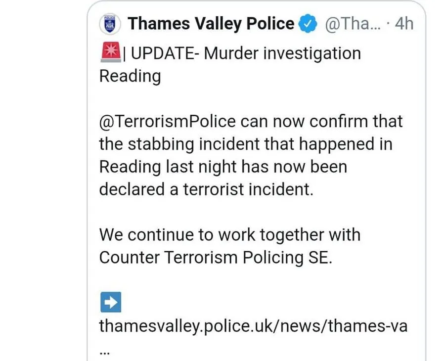 L’attaque à l’arme blanche au sud de l’Angleterre est un incident terroriste (police) – Actualités 21/06/2020