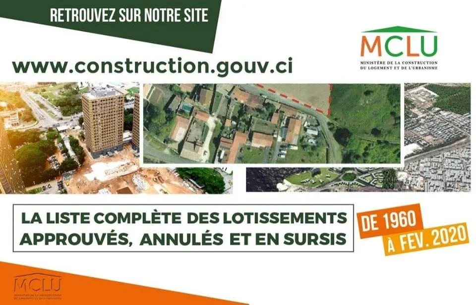 Lotissements en Côte d’Ivoire : voici la liste complète des approuvés, annulés et en sursis de 1960 à février 2020