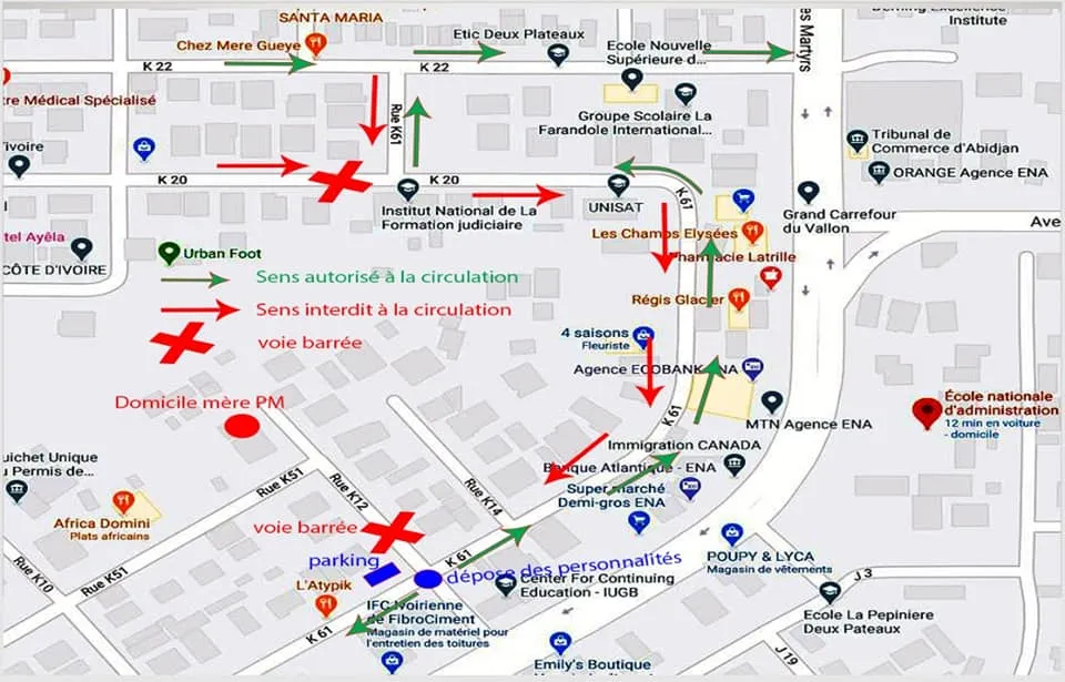 Décès de Gon, présentation des condoléances : des voies fermées à Abidjan, voici le plan de circulation