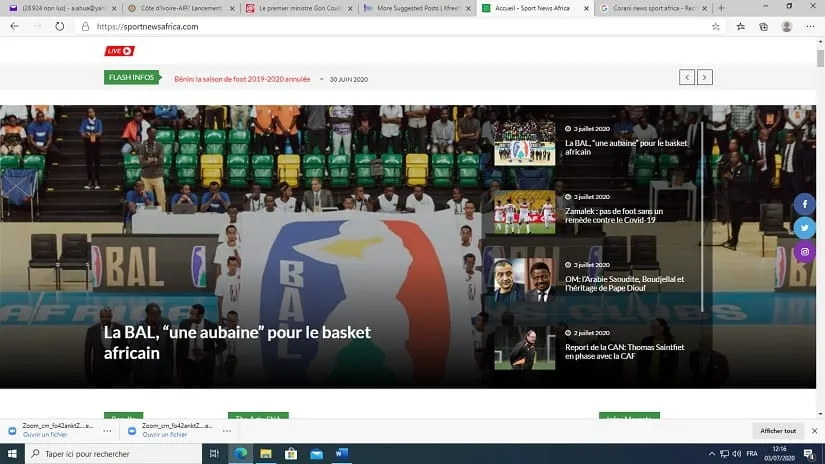 La plateforme panafricaine Sports news Africa lancée pour la promotion de tous les sportifs du continent et de la diaspora – Actualité ivoirienne 03/07/2020