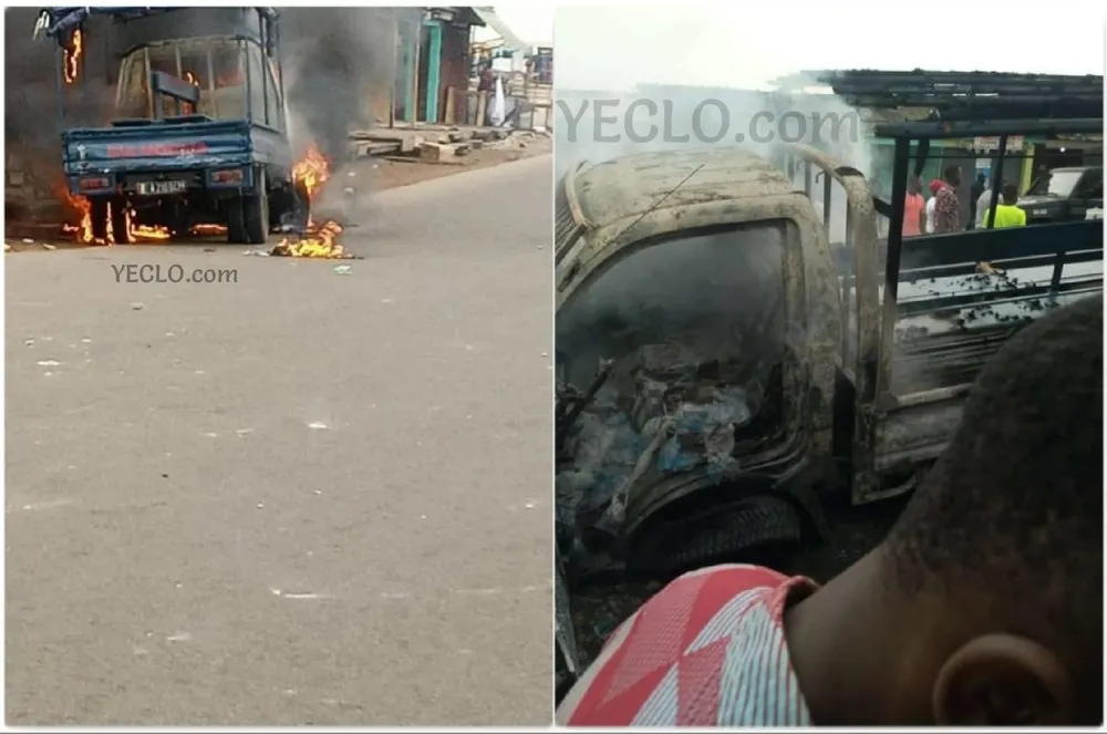 Yopougon Sicogi : manifestation contre Ouattara, un véhicule de la gendarmerie brûlé par des individus non identifiés
