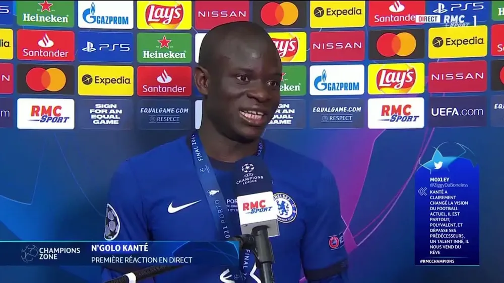 La réaction de N’Golo Kanté après la victoire de Chelsea : vidéo