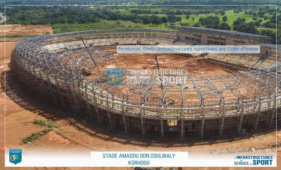 Stade Amadou Gon de Korhogo : des images récentes du chantier