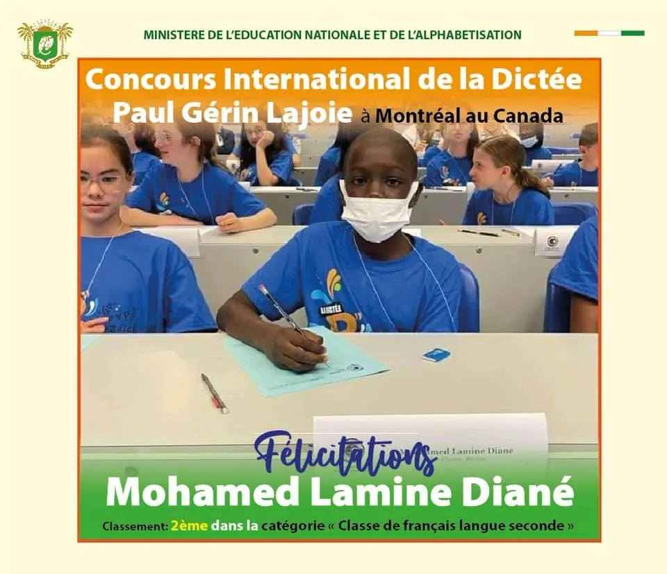 L’Ivoirien Mohamed Lamine Diané : 2ème au Concours international de la Dictée au Canada, Mariatou Koné se prononce