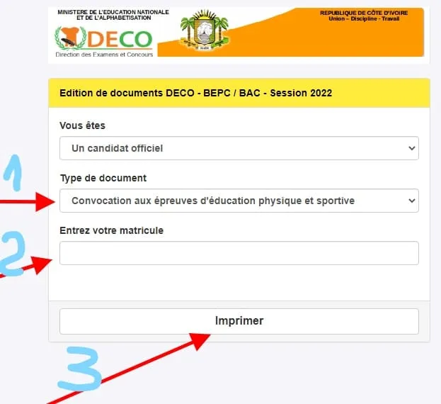 BAC 2022 CI : convocation a téléchargé sur men-deco.org avec le numéro matricule, les détails