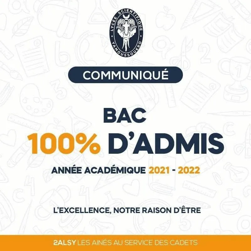 Résultats Bac 2022 : 100% d’admis au Lycée  scientifique de Yamoussoukro