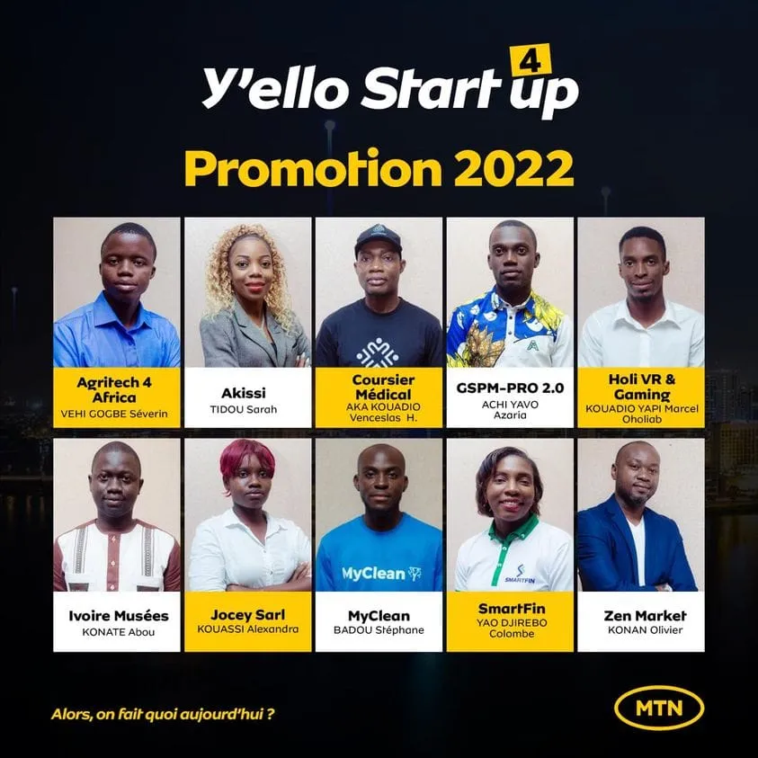 Y’ello StartUp 2022 by MTN Côte d’Ivoire: Découvrez les 10 startup finalistes et leurs promoteurs