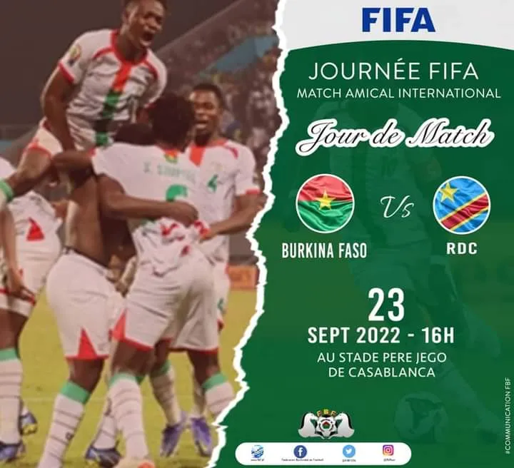 En direct match amical: Burkina vs RDC ce 23 septembre 2022