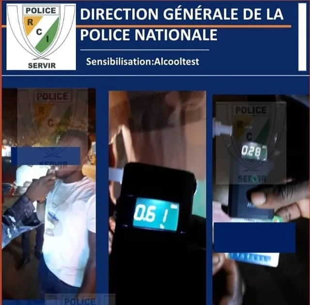La police lance l’opération d’alcootest à Yopougon : 10 conducteurs testés positifs aux arrêts