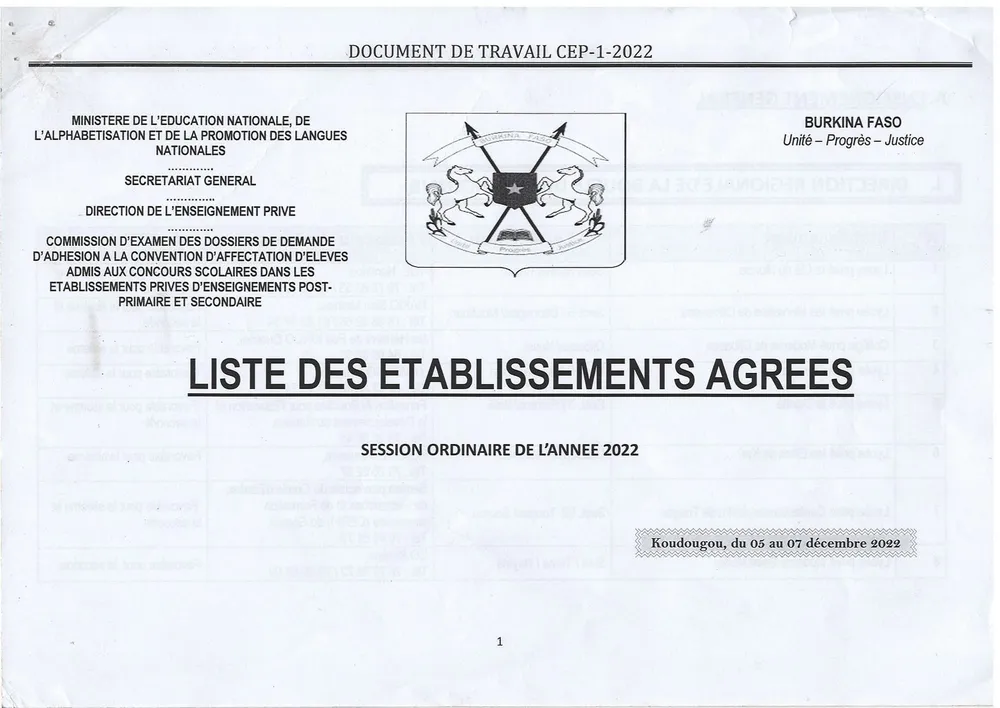 Burkina: voici la liste des établissements scolaires privés agréés 2022