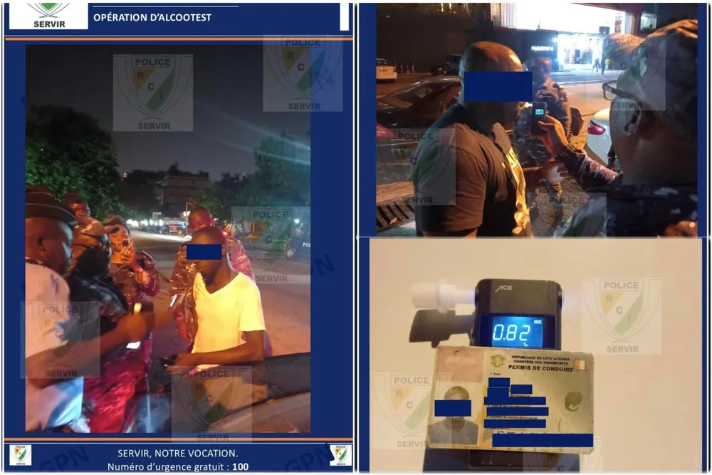La police lance l’opération alcootest à Marcory: 5 conducteurs testés positifs arrêtés