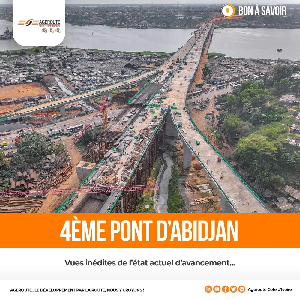 4ème pont d’Abidjan : les travaux de construction avancent bien, des images de ce 1er janvier 2023