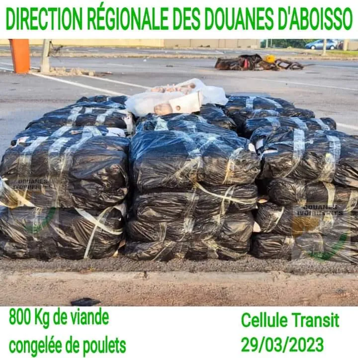 Aboisso: saisie de 800 kg de viande de poulet congelée