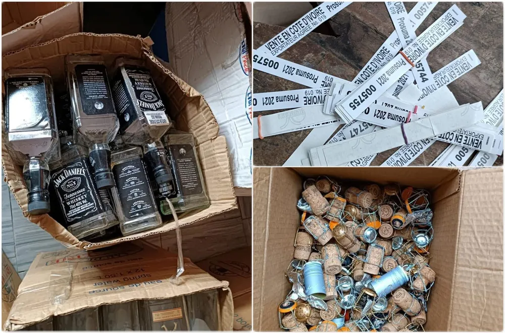 Production d’alcools frelatés : un nouveau réseau démantelé par la gendarmerie à Treichville, des images
