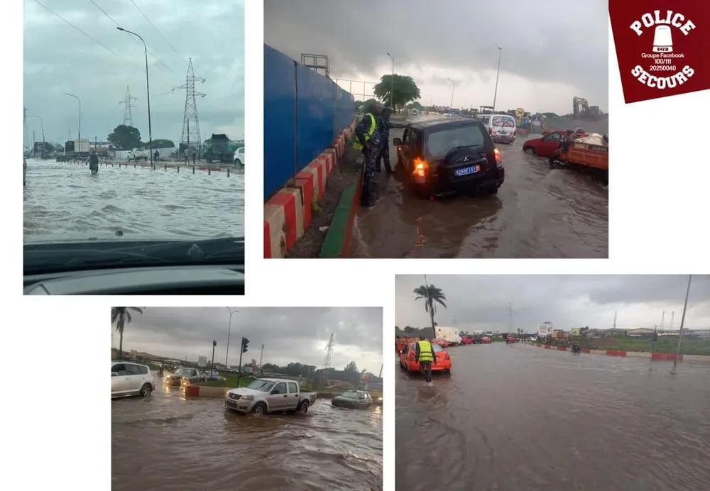Inondation à Port-Bouët ce 2 juin 2023: montée des eaux au rond-point Akwaba