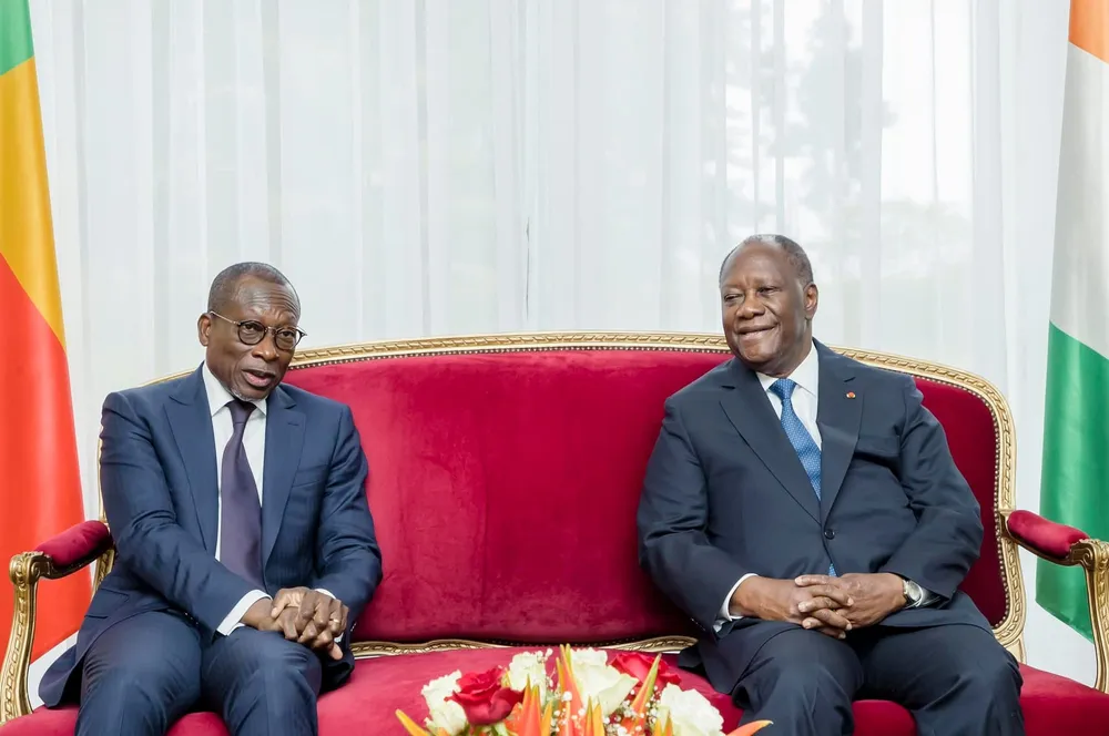 Le président béninois, Patrice Talon, en compagnie du président ivoirien, Alassane Ouattara