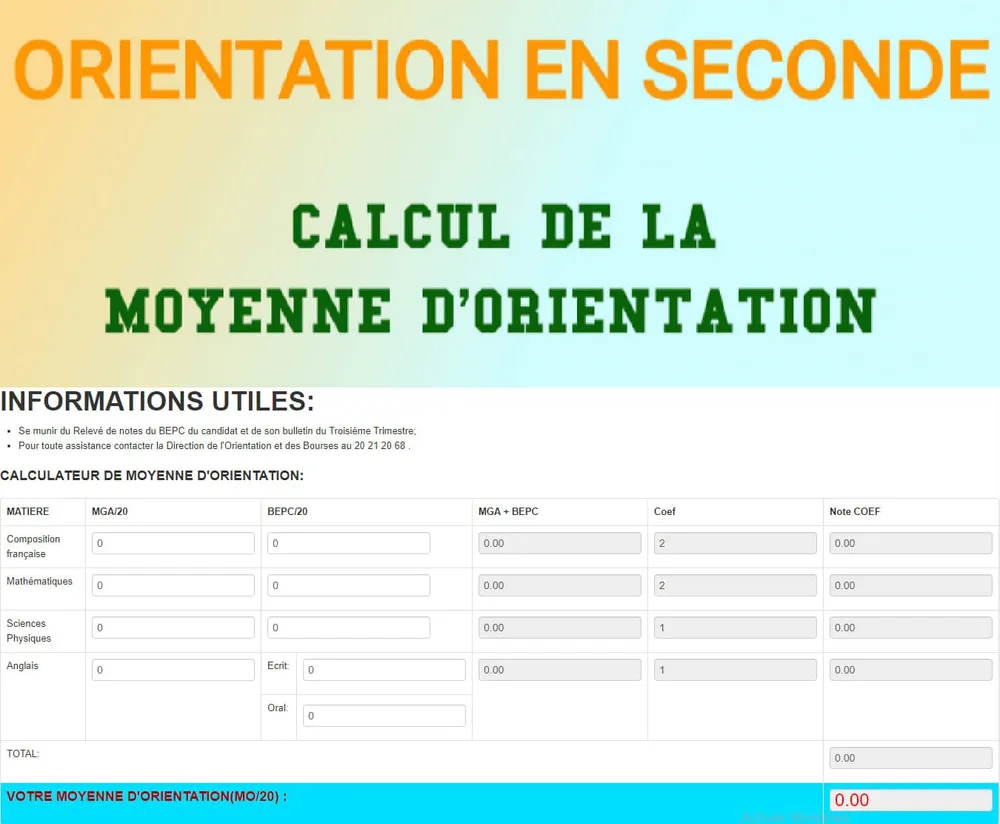 BEPC : voici la méthode de calcul de la moyenne d’orientation en seconde