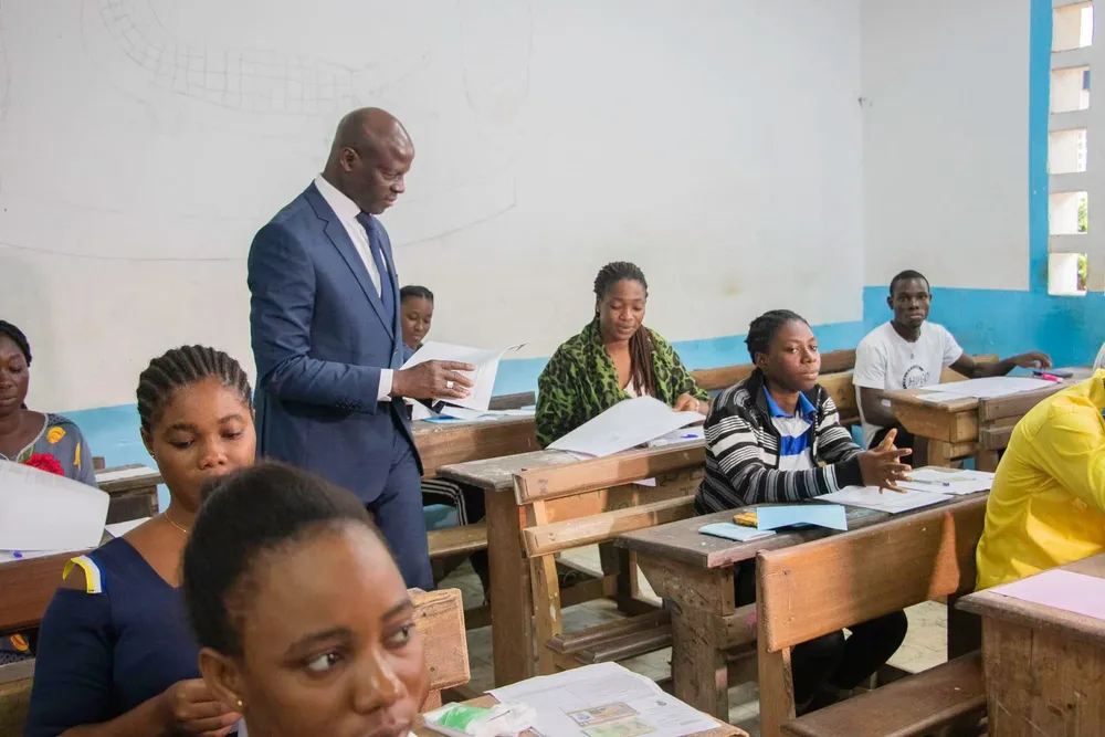 Adama Diawara, ministre ivoirien de l'Enseignement Supérieur et de la Recherche Scientifique porte lors du BTS 2023