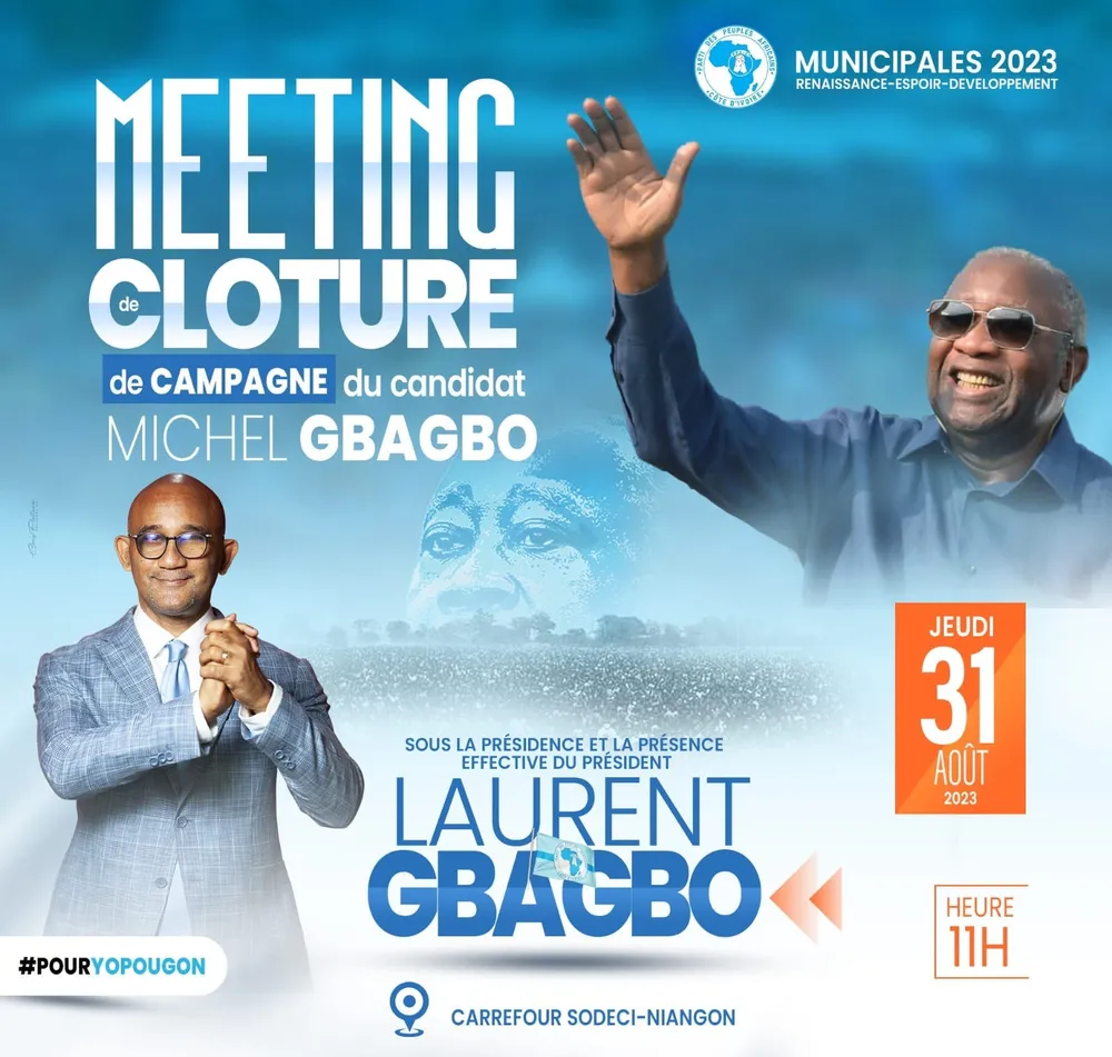 Mairie de Yopougon : Laurent Gbagbo, l’arme fatale, sur le terrain aux côtés de son fils Michel ce jeudi