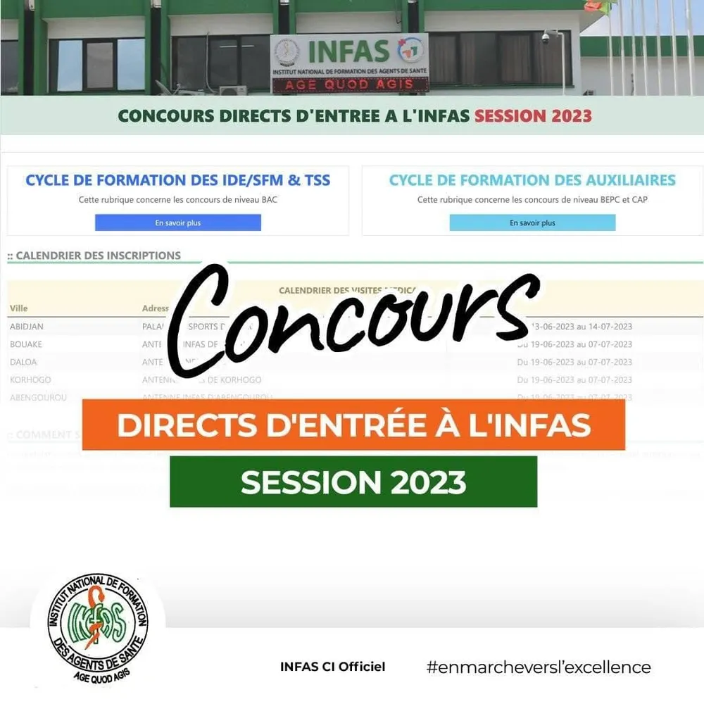 Résultats INFAS 2023 CI disponibles : consulter avec le numéro de table