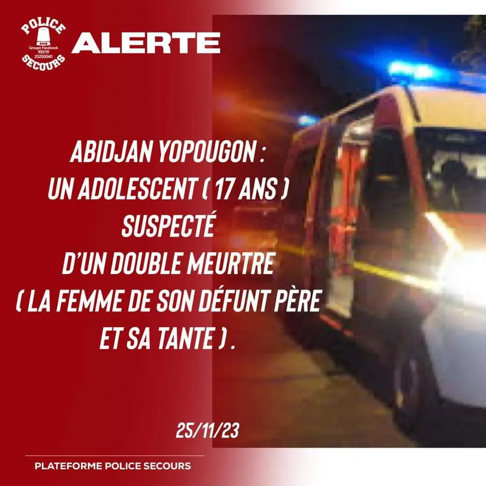 Yopougon : un adolescent suspecté du double meurtre de la femme de son père et de sa tante